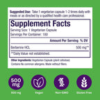 Extracto de Berberina 500 mg – Paradise Herbs, 180 Cápsulas Vegetales