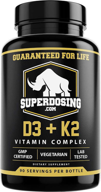 Max Strength Vitamina D3 10000 UI y K2 1500 – Apoya la absorción y fijación de calcio en los huesos. – Image 1