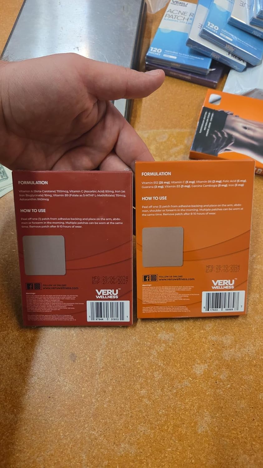 Veru Wellness Parches Energía Duo B12 y Hierro - 120 Parches (42 Días)
