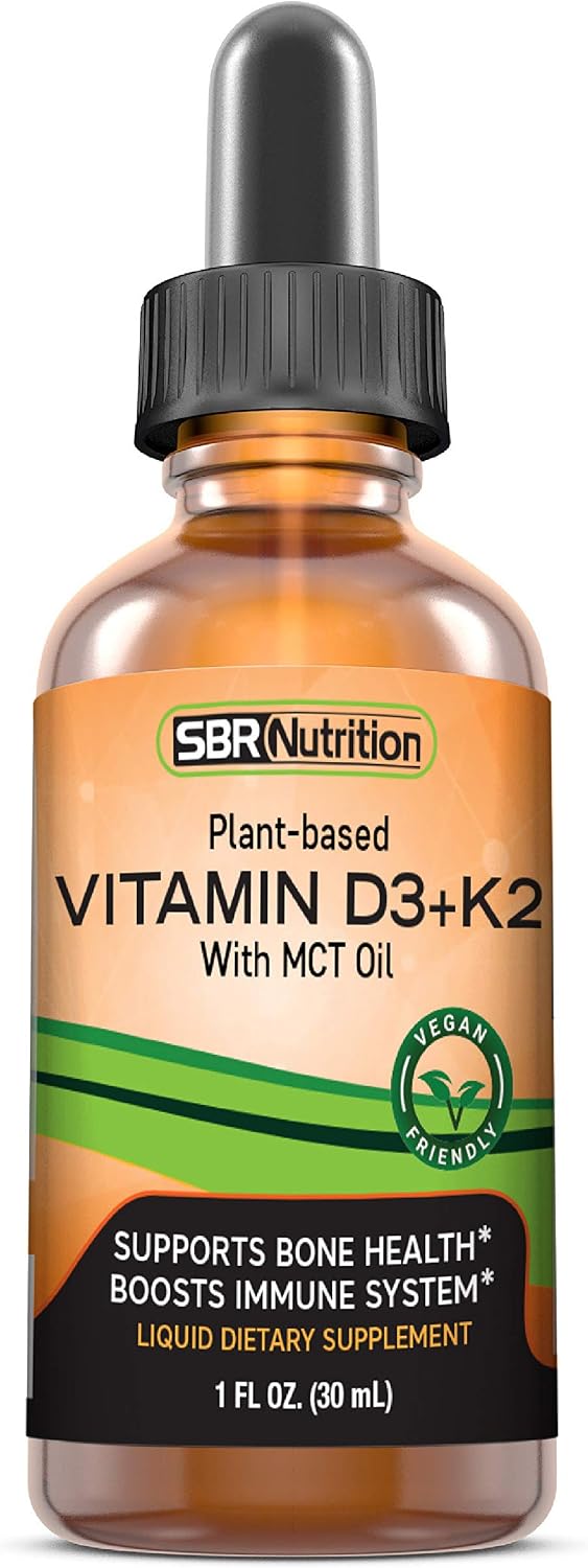 Vitamina D3 + K2 (MK-7) Gotas Veganas con Aceite MCT y Sabor a Menta