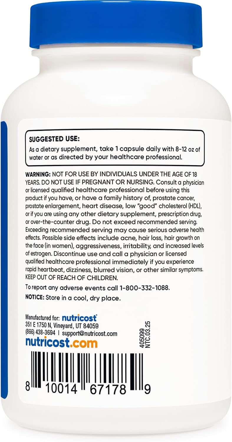 Nutricost DHEA 50mg, 240 Cápsulas - Sin Gluten, Sin Soja, No GMO