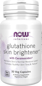NOW Foods Solutions, Glutathione Skin Brightener con Ceramidas, Hidratante e Iluminador, 30 Cápsulas Vegetales