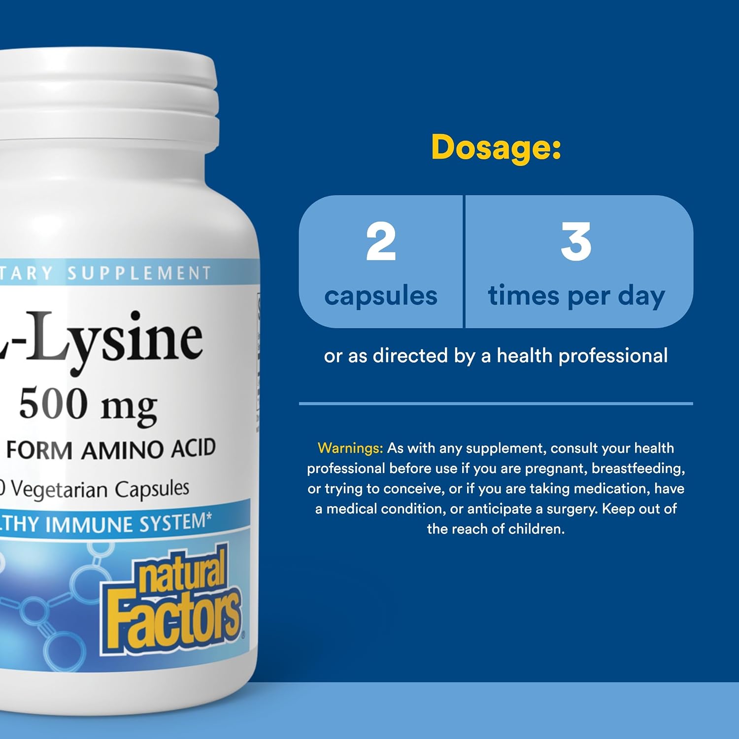 Natural Factors L-Lysine, 90 Vegetarian Capsules