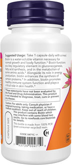 Biotina 5.000 mcg - 60 Cápsulas Vegetales - NOW Foods