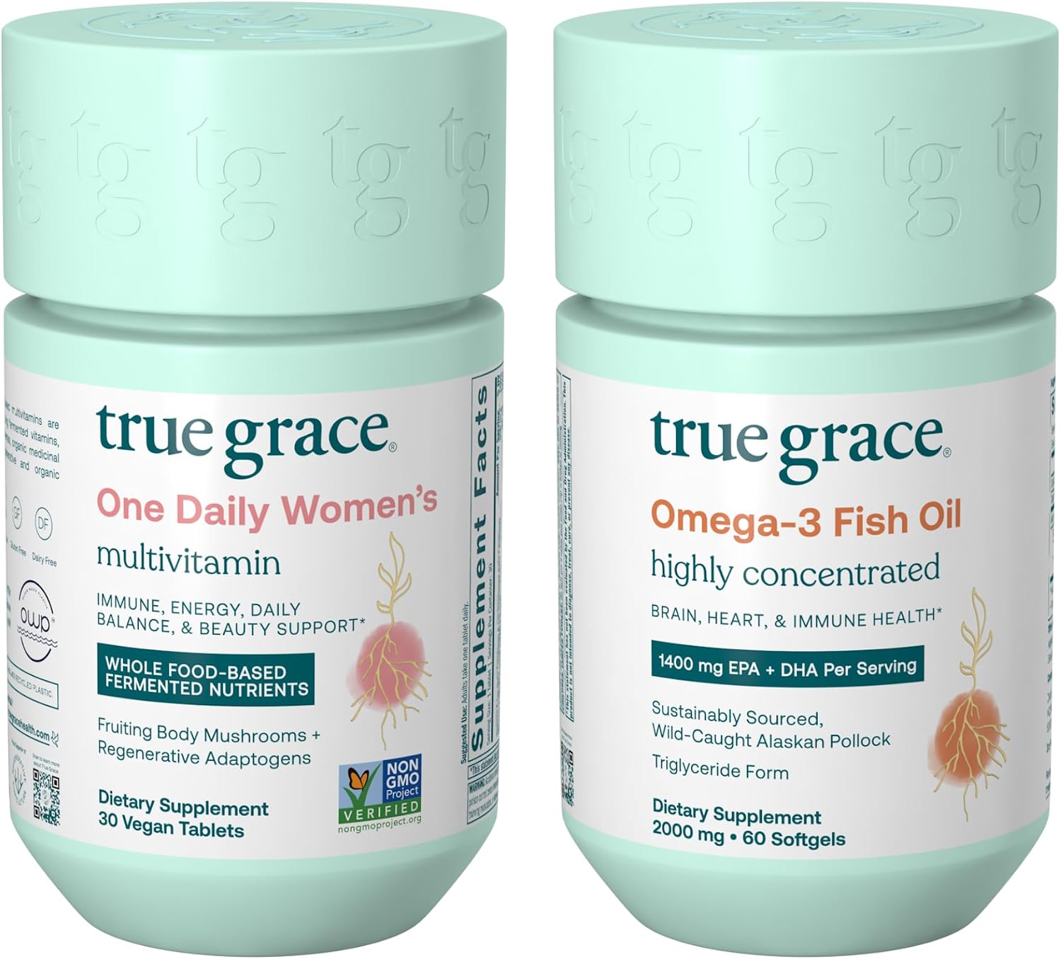 True Grace Pack Multivitamínico Mujer y Omega-3 (30 comprimidos + 60 perlas) - 30 días
