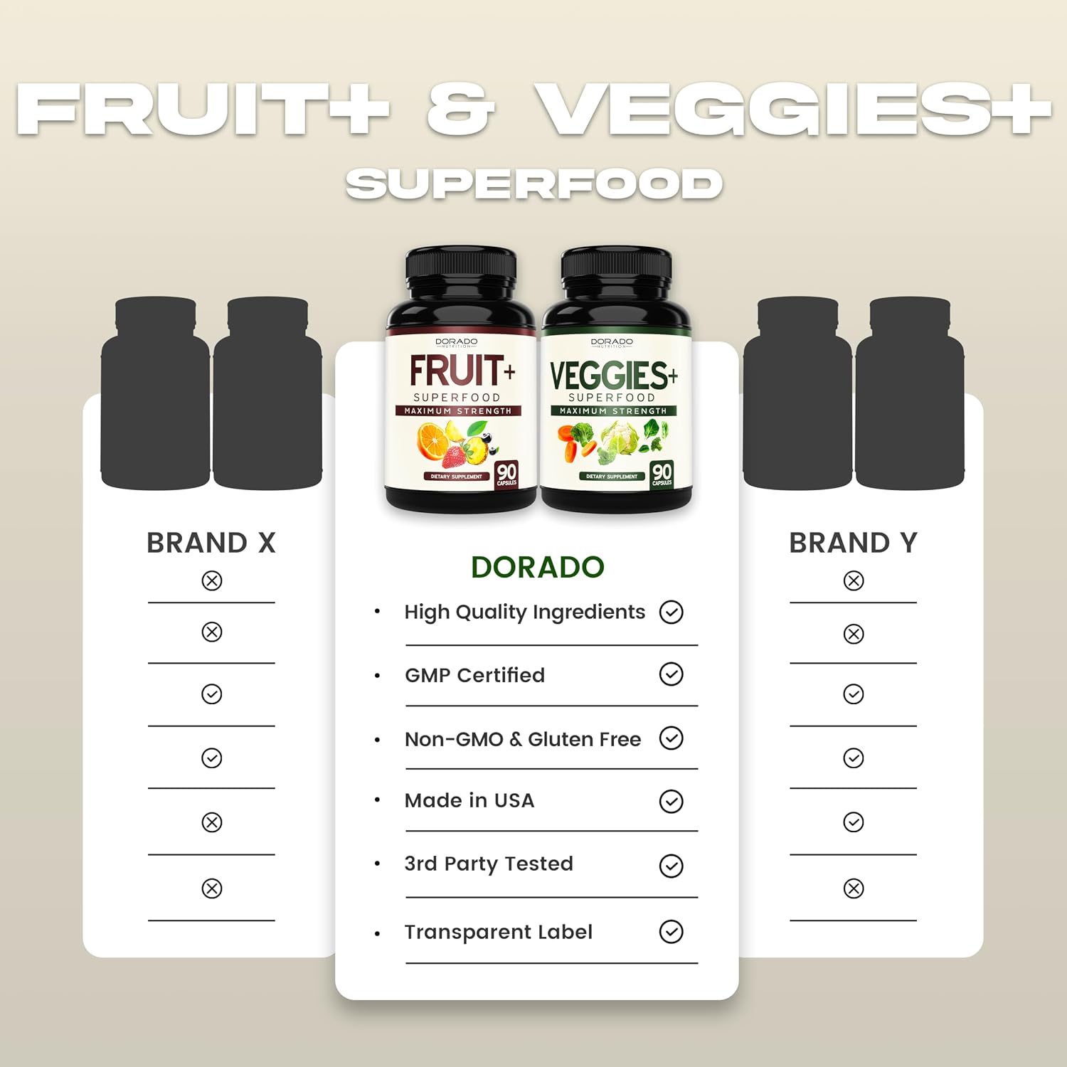 Suplemento de Frutas y Verduras Fruit and Veggies - 180 Cápsulas
