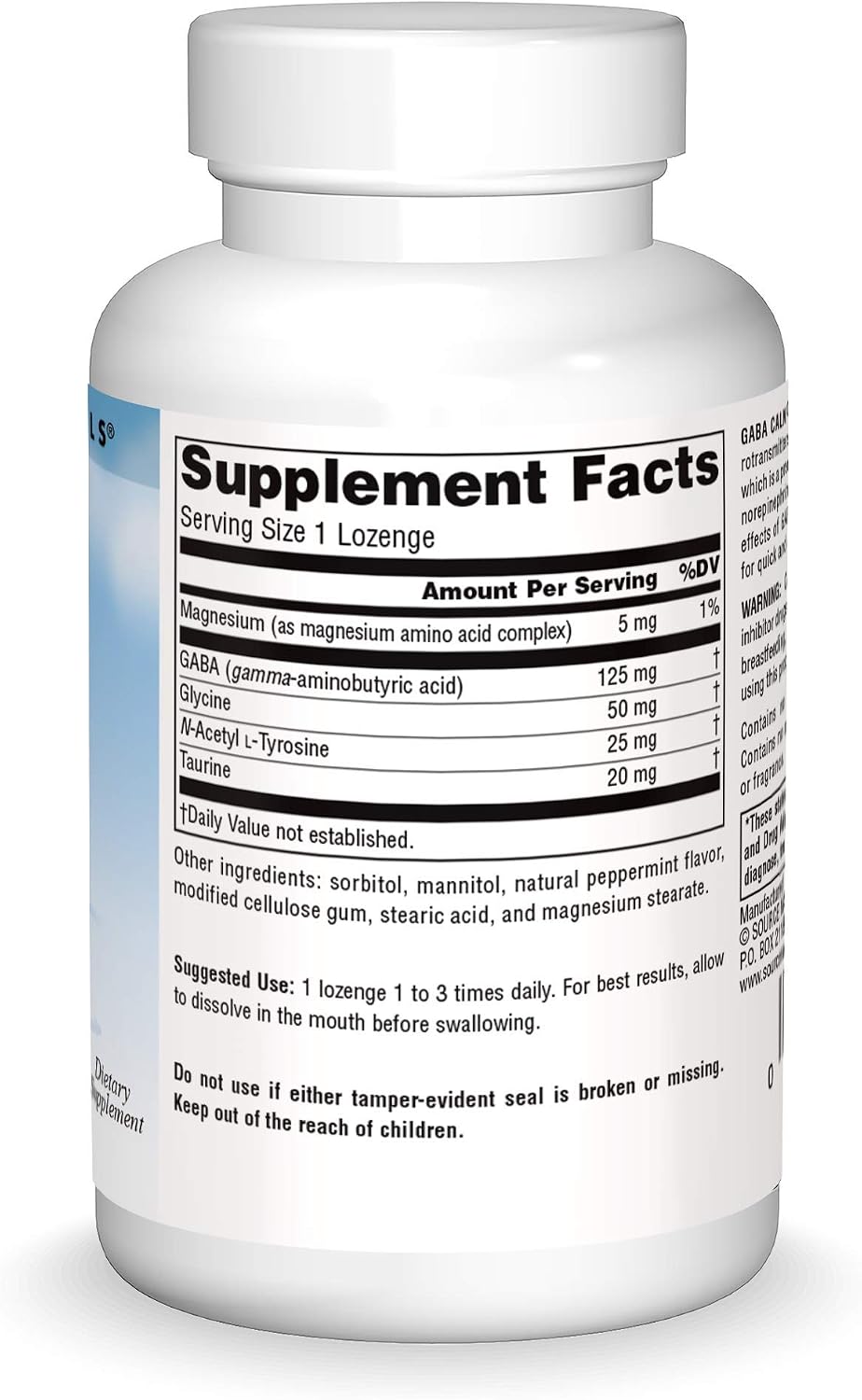 Source Naturals GABA Calm Pastillas de Disolución Rápida Sabor Menta - 60 Unidades