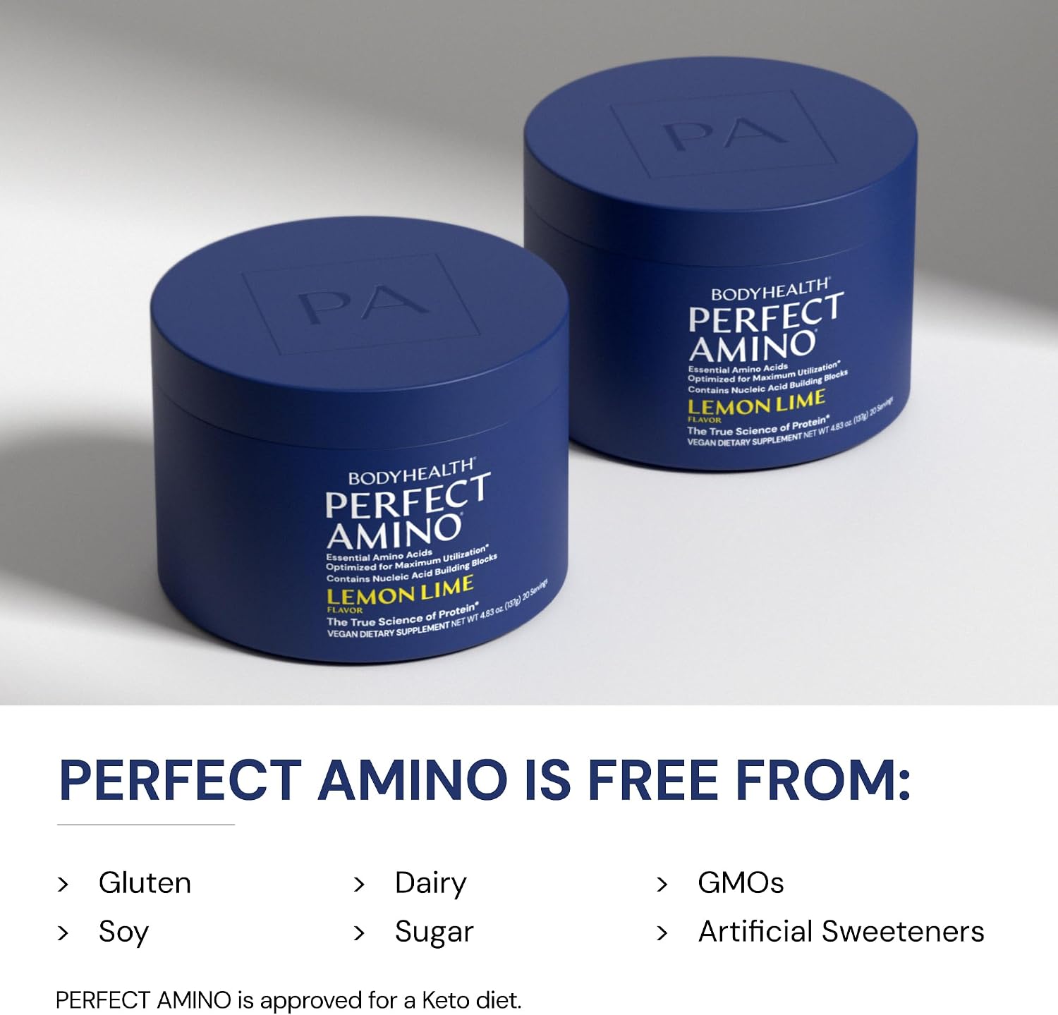 BodyHealth PerfectAmino - BCAA y EAA en Polvo - Sabor Lima Limón - 20 Servicios