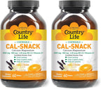 Country Life Cal-Snack - Comprimidos Masticables de Calcio y Magnesio con Vitamina D3, Sabor Naranja Vainilla