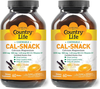 Country Life Cal-Snack - Comprimidos Masticables de Calcio y Magnesio con Vitamina D3, Sabor Naranja Vainilla – Image 10