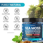 Vitamax Gominolas de Irish Sea Moss - Suplemento Multimineral con Bladderwrack, Ashwagandha, Raíz de Bardana y Vinagre de Manzana - Vegano y No GMO - 60 Gominolas