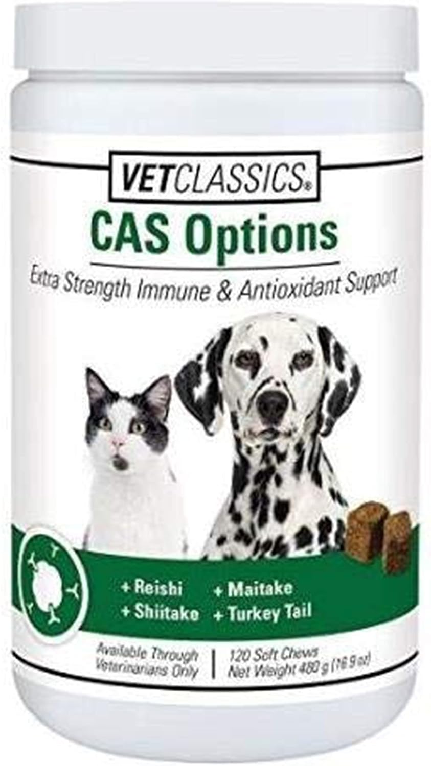 Vet Classics CAS Options Extra Strength Immune Support para Perros y Gatos - Suplemento Antioxidante - 120 Masticables Blandos