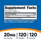 Nutricost Licopeno (20mg) 120 Cápsulas Blandas - Sin Gluten, No OGM