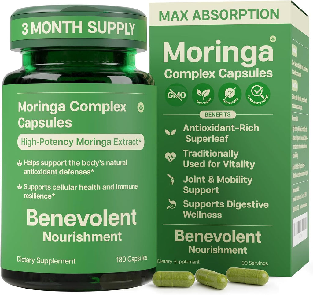Benevolent Moringa Cápsulas con Curcumina Liposomal y BioPerine – 180 Cápsulas