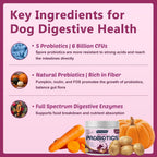 Probióticos para Perros con 6 Mil Millones UFC, Prebióticos y Enzimas Digestivas, Calabaza y Omega-3, 120 Masticables Suaves