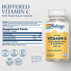 SOLARAY Vitamina C Tamponada 500 mg con Escaramujo y Acerola - 100 Cápsulas Veganas