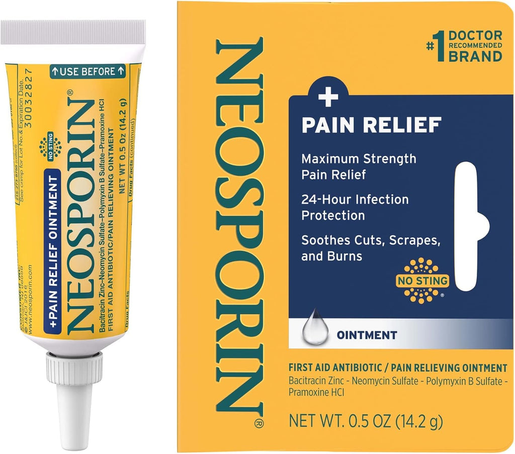 Neosporin + Pain Relief Pomada Antibiótica con Alivio del Dolor, 14.2 g (Pack de 3)