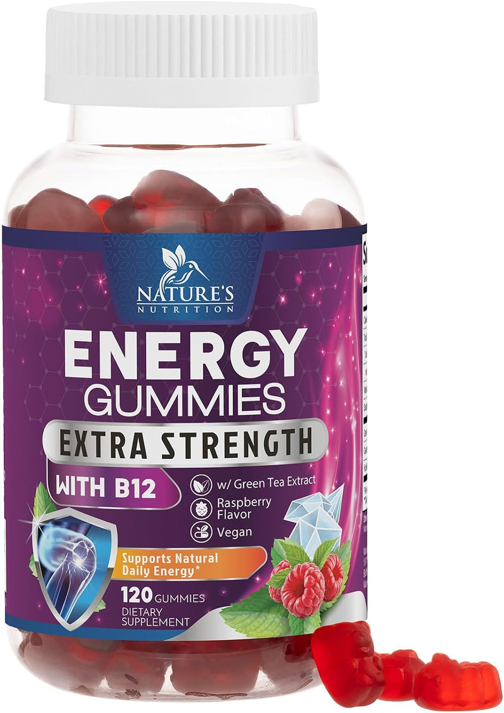 Energy Gummies con Vitamina B12 y Cafeína Natural - 1000 mcg - 60 Gominolas