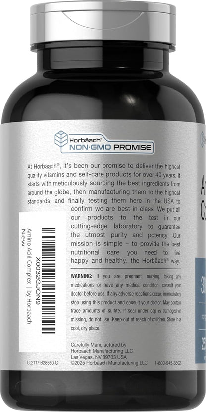 Horbäach Complejo de Aminoácidos 3000mg | 250 Caplets | Sin Gluten, No-GMO – Image 3