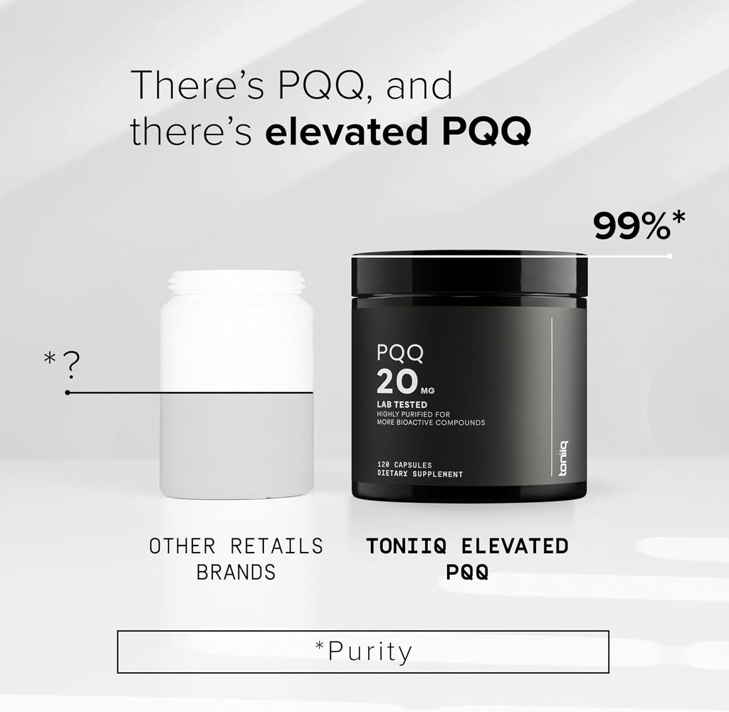 Toniiq PQQ 20mg - 120 Cápsulas - Suplemento de Pirroloquinolina Quinona de Alta Pureza (99%+)