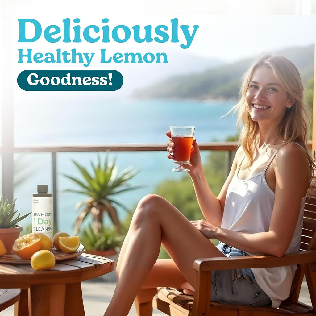 Atlantic Naturals 1 Day Colon Cleanse - Bebida Detox de Algas Marinas con Jengibre y Aloe Vera, Sabor Limón, 237 ml