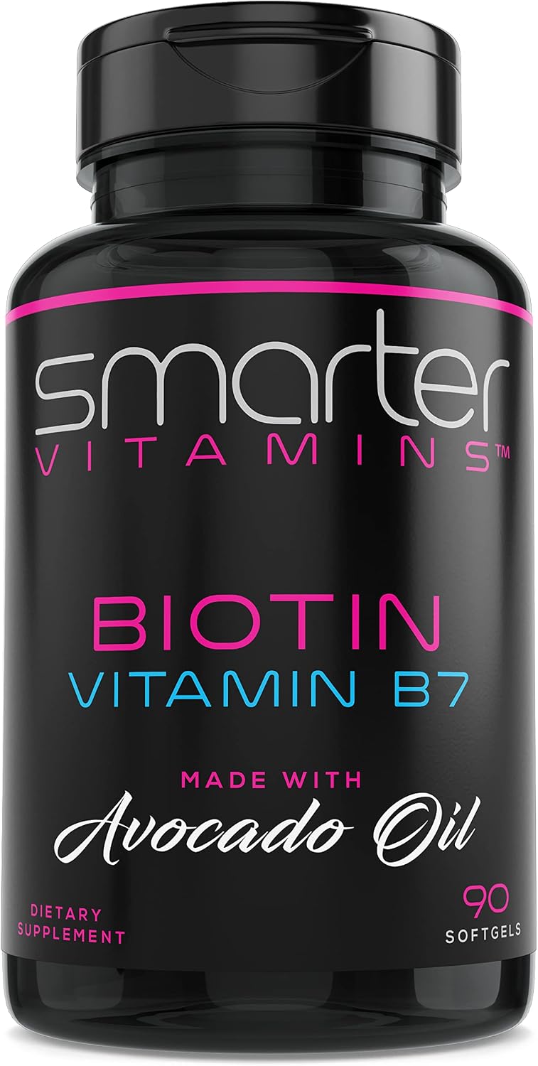 SmarterVitamins Biotina 5000mcg con Aceite de Aguacate - 180 Cápsulas Blandas (2 Envases de 90)