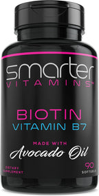 SmarterVitamins Biotina 5000mcg con Aceite de Aguacate - 180 Cápsulas Blandas (2 Envases de 90)