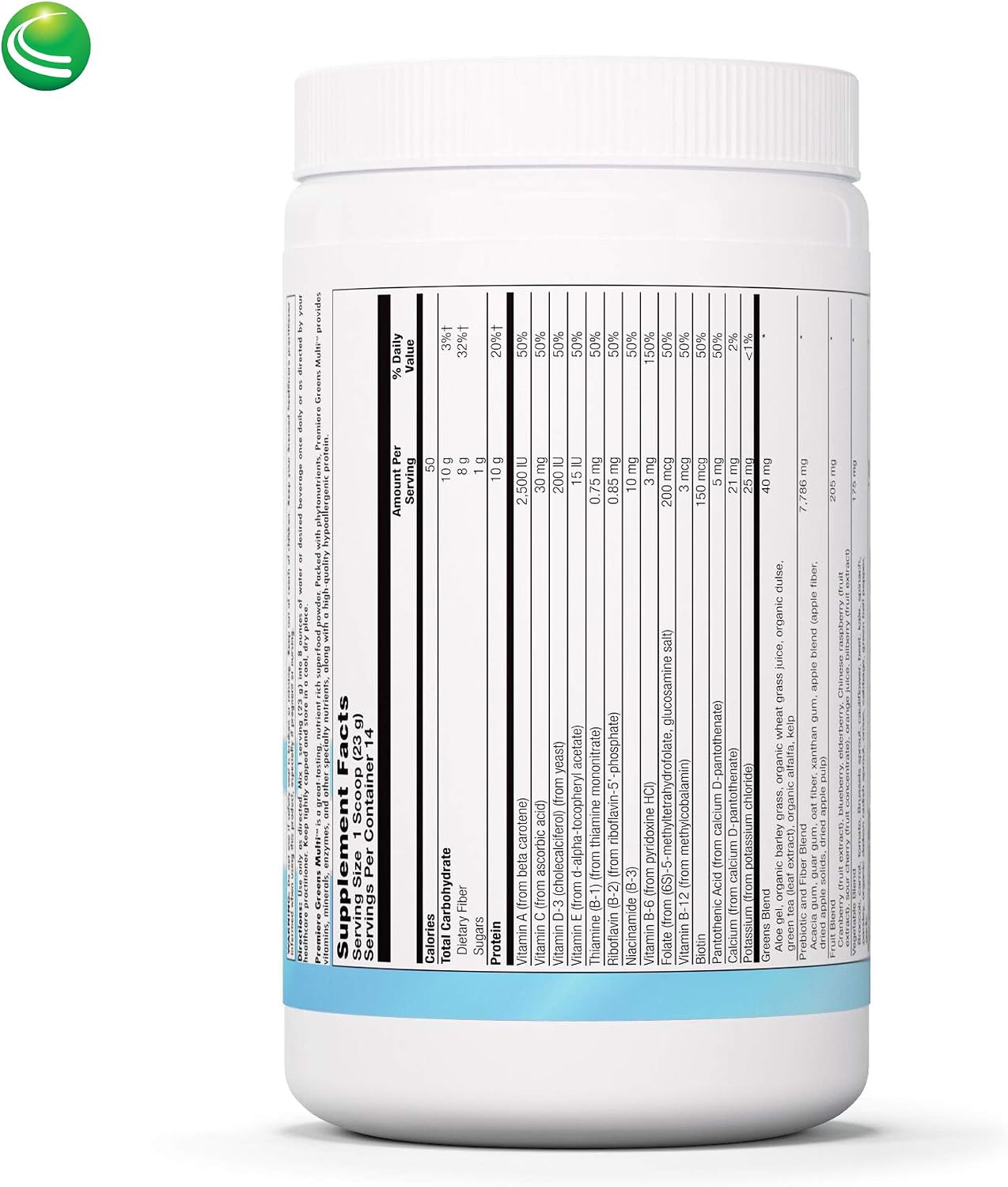 BioGenesis Premiere Greens Multi Fine Powder, Vainilla Baya, 392 Gramos