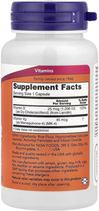 Vitamina D-3 y K-2, 120 cápsulas vegetales (Paquete de 2)