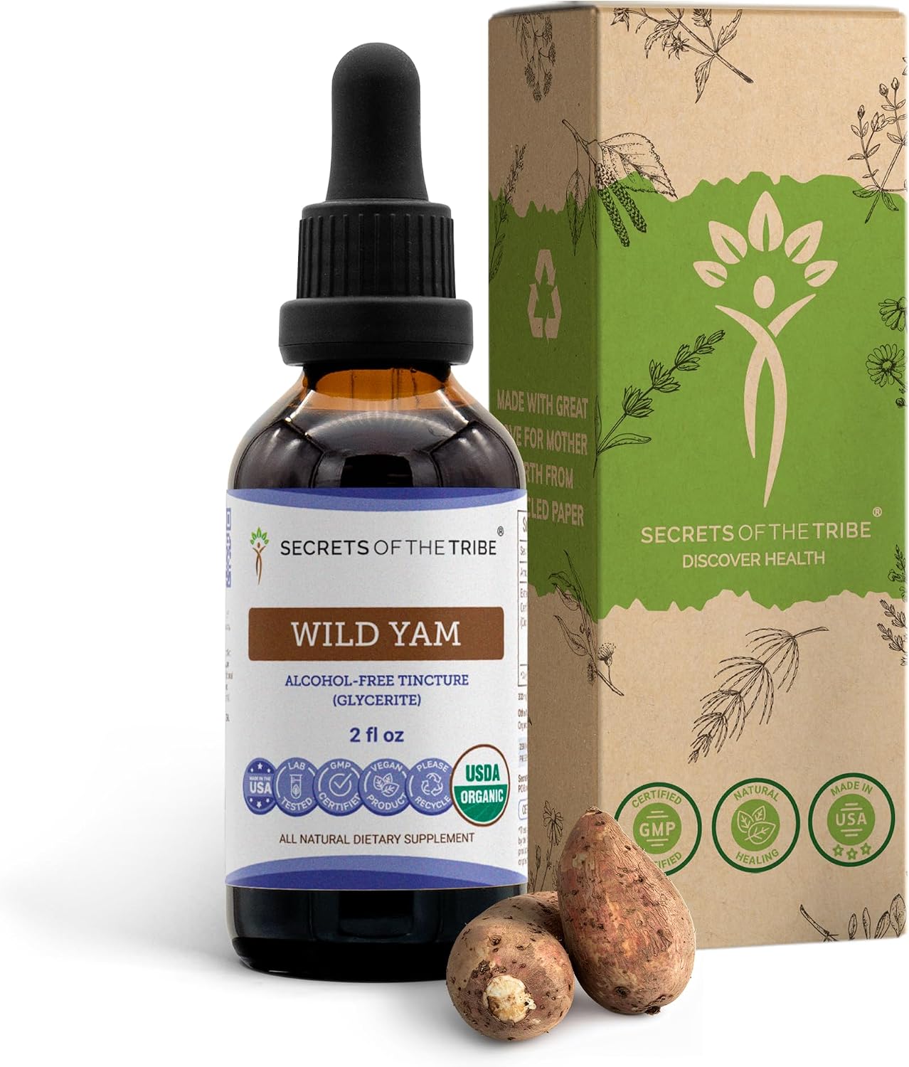 Secrets of the Tribe - Tintura Orgánica de Ñame Silvestre sin Alcohol, 695 mg (60 ml)