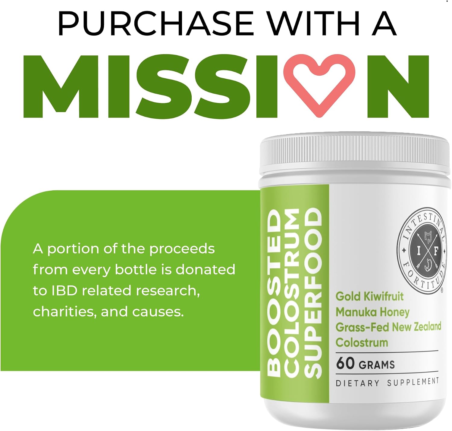 Intestinal Fortitude Boosted Colostrum Superfood: Colostrum Bovino, Kiwi Dorado y Miel de Manuka (150 g)