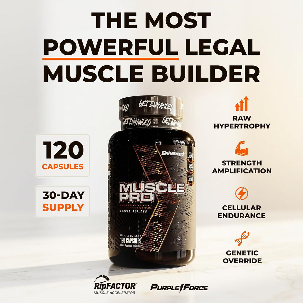 Enhanced Labs Muscle Pro - Potenciador Muscular 5 en 1 para Hombres - Epicatequina, Turkesterona, RipFACTOR® - 120 Cápsulas