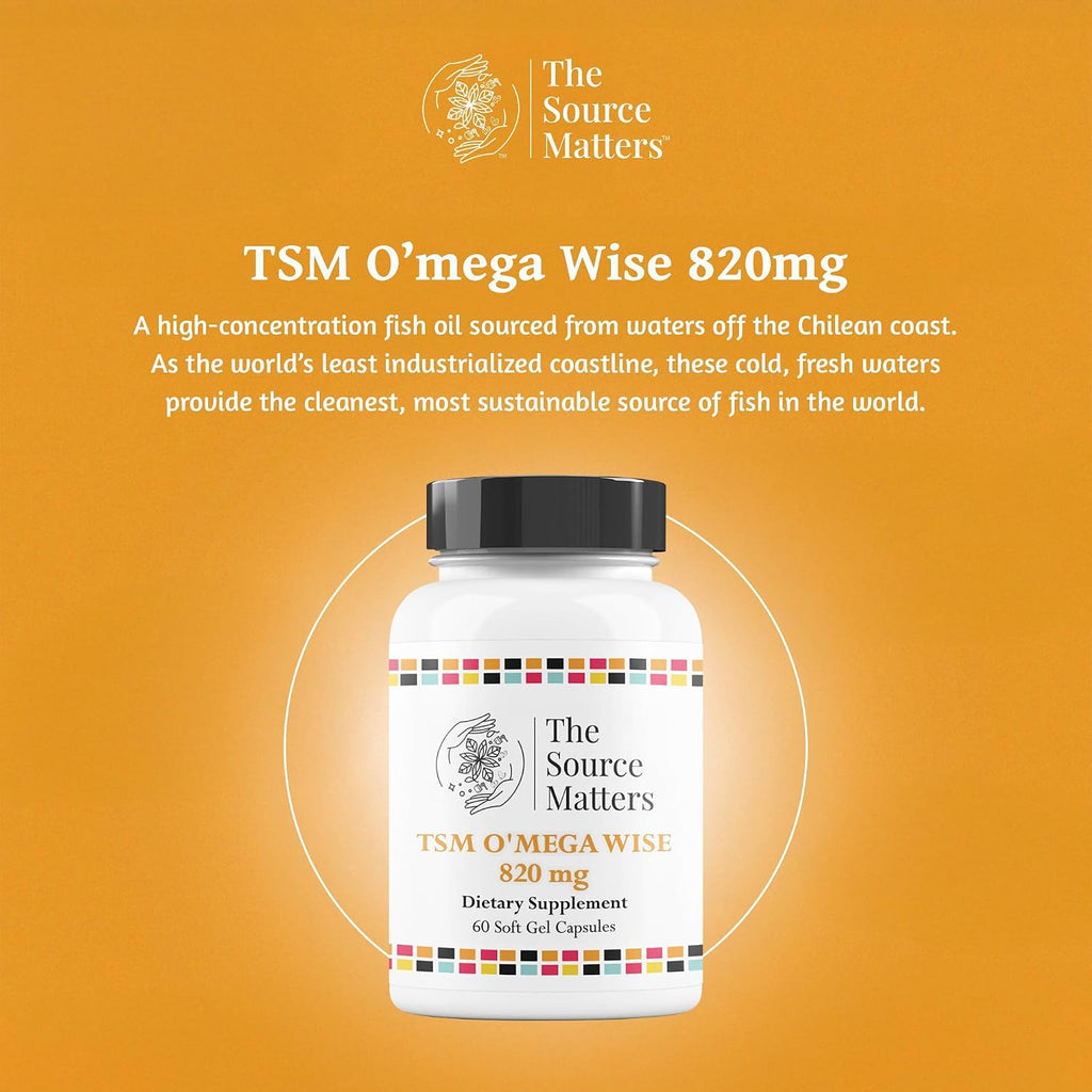 O'MEGA Wise - 820 mg de Aceite de Pescado Omega-3 de Alta Concentración con EPA, DHA y DPA para la Salud Cardiovascular, Cerebral, Articular y Ocular (60 Cápsulas Blandas)