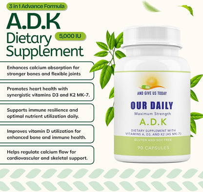 Daily Vites ADK Complemento de Vitaminas A, – Vitamina D3: contribuye a la absorción y utilización normal del – Image 2