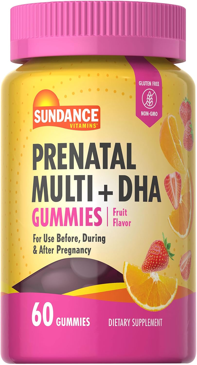 Sundance Prenatal Gummy Vitamin for Women | with DHA & Folate | 60 Count | Fruit Flavor | for Use Before, During, and After Pregnancy | Non-GMO & Gluten Free Supplement