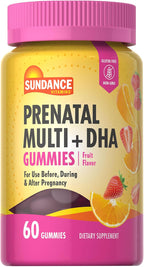 Sundance Prenatal Gummy Vitamin for Women | with DHA & Folate | 60 Count | Fruit Flavor | for Use Before, During, and After Pregnancy | Non-GMO & Gluten Free Supplement