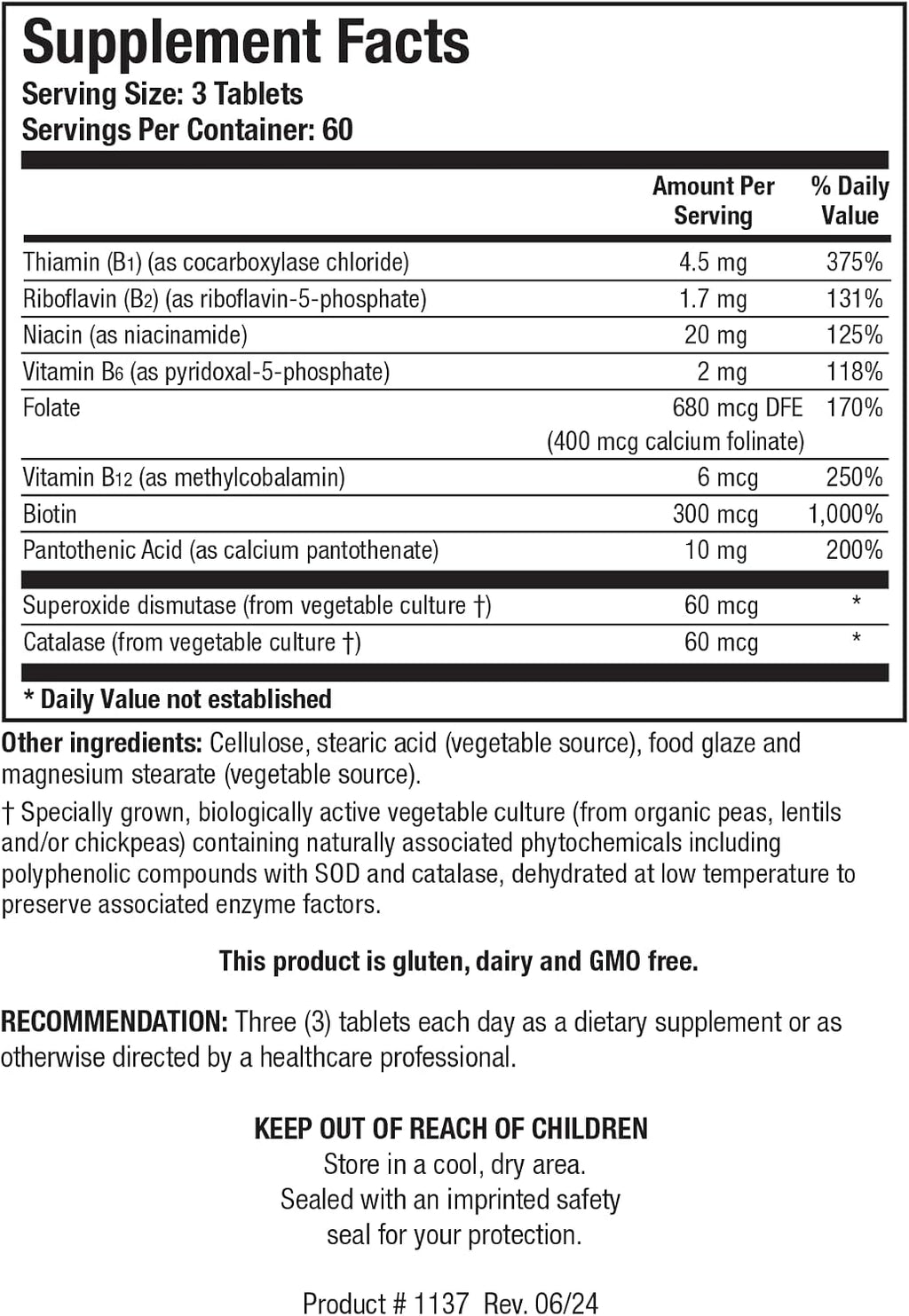 BIOTICS RESEARCH Bio-3B-G Complejo de Vitaminas B, Suplemento para Energía y Estrés, Salud Adrenal, Sin Gluten, 180 Comprimidos