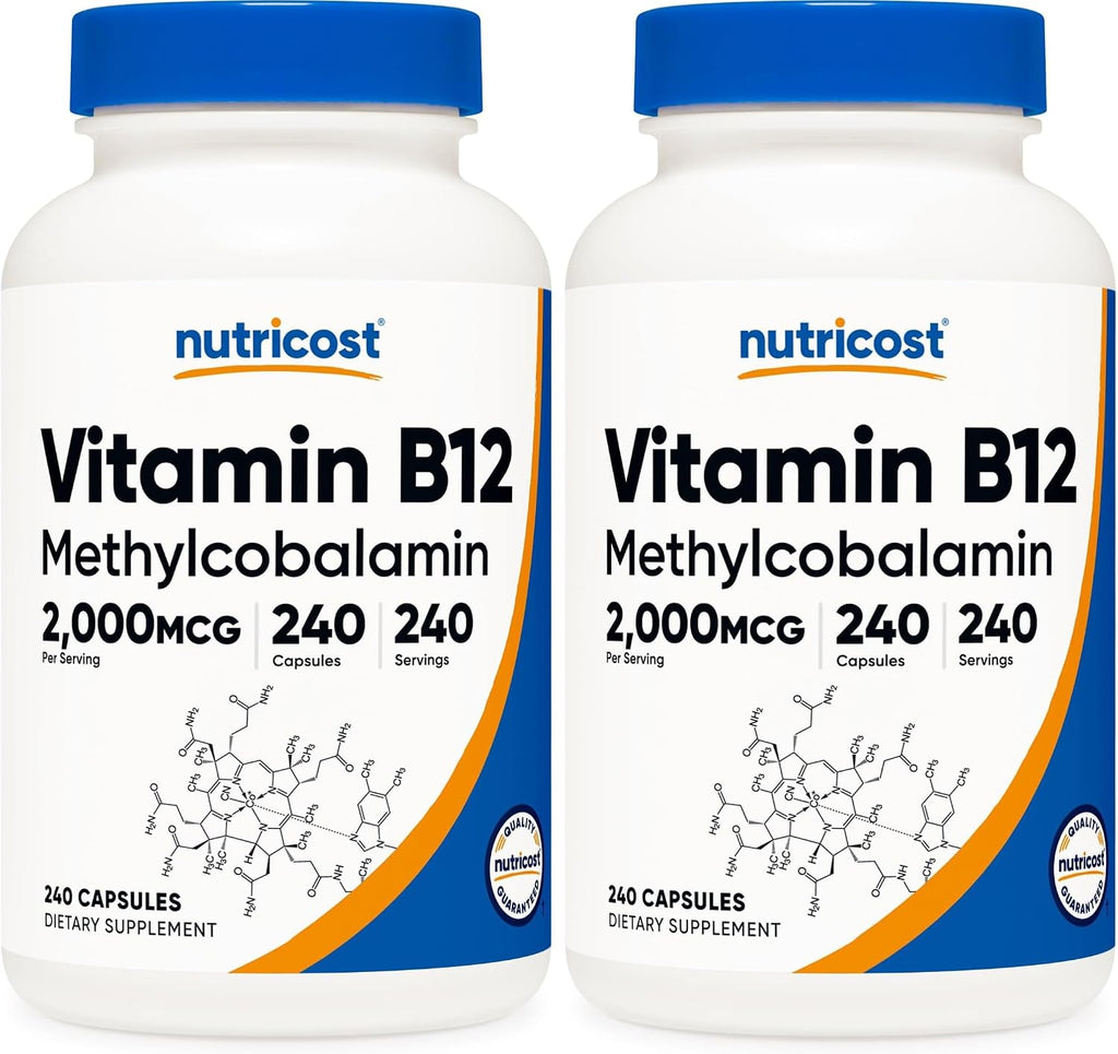 Nutricost Vitamina B12 (Metilcobalamina) 2000mcg, 120 Cápsulas - Cápsulas Vegetarianas, Sin Gluten, No GMO