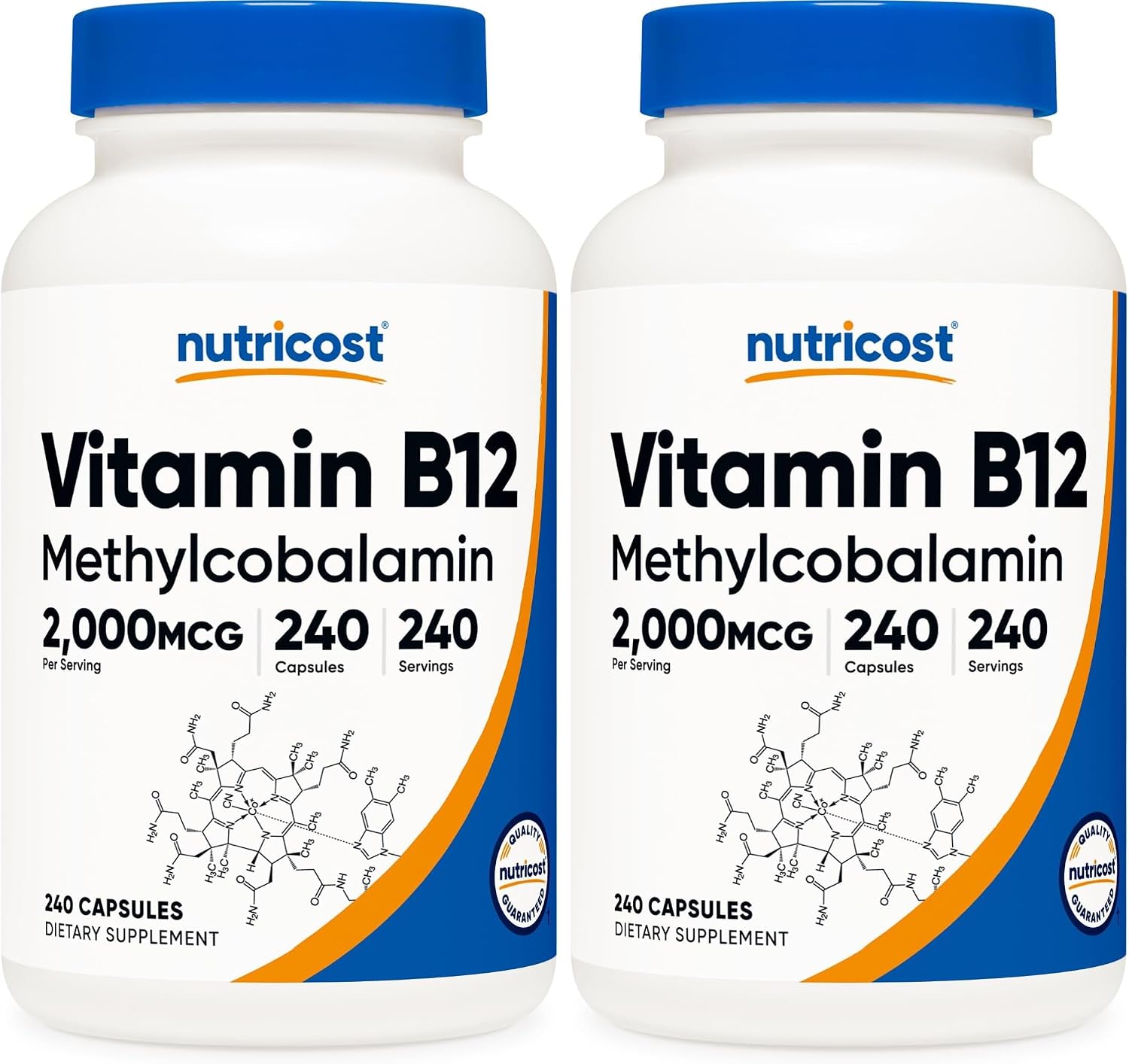 Nutricost Vitamina B12 (Metilcobalamina) 2000mcg, 120 Cápsulas - Cápsulas Vegetarianas, Sin Gluten, No GMO