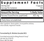 Allergy Research Group ARG Páncreas Glandular Natural – 720 Cápsulas