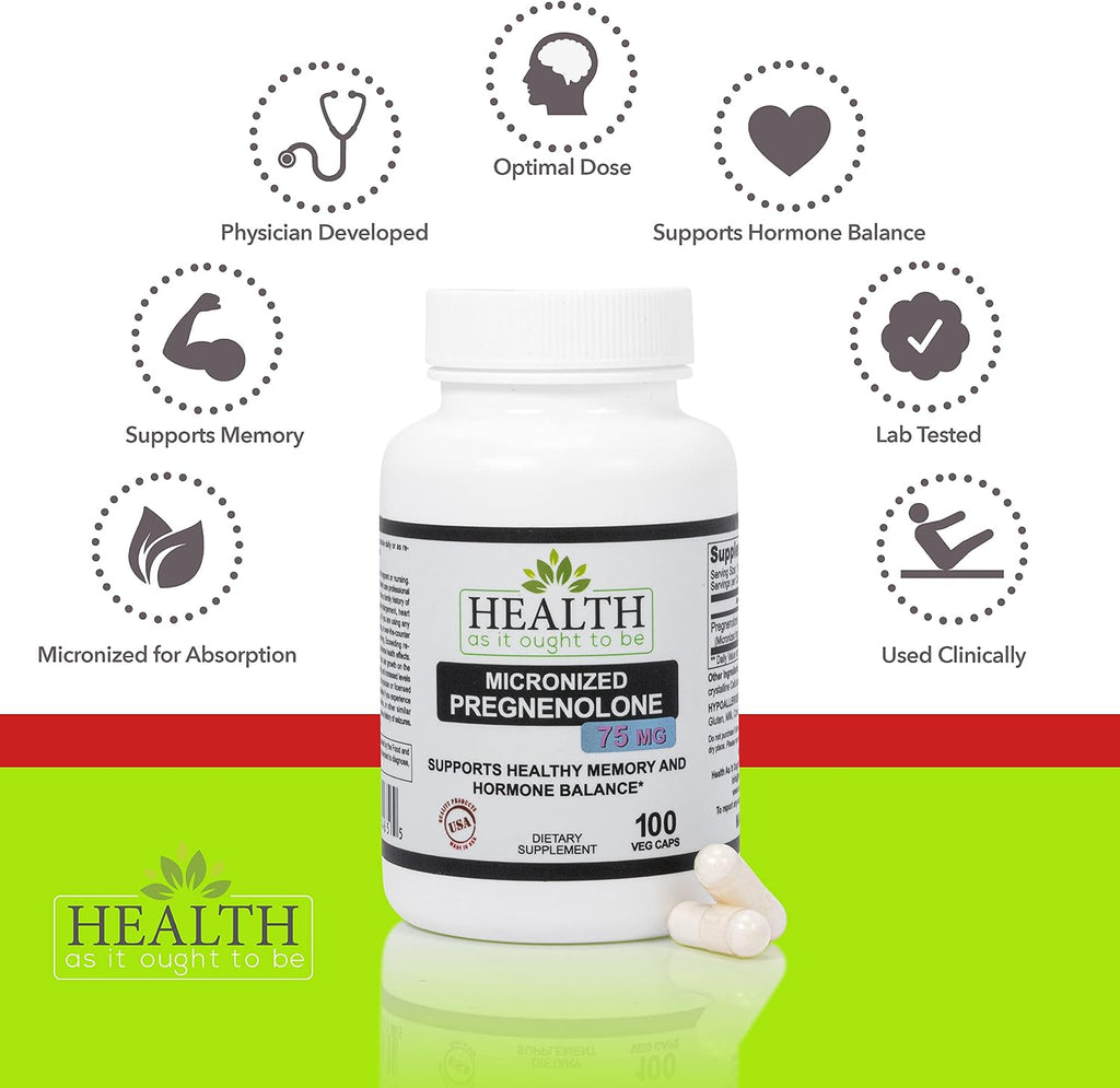 Salud como debe ser Pregnenolona 75 mg – 100 cápsulas – Forma micronizada