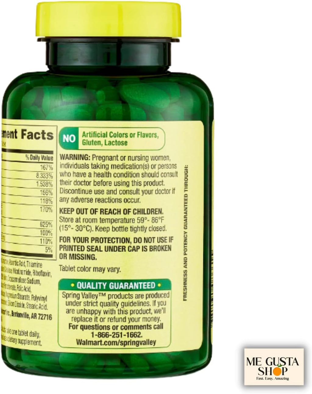 Spring Valley Super Complejo B en Comprimidos, Suplemento Alimenticio, 500 Comprimidos (2 Envases de 250)