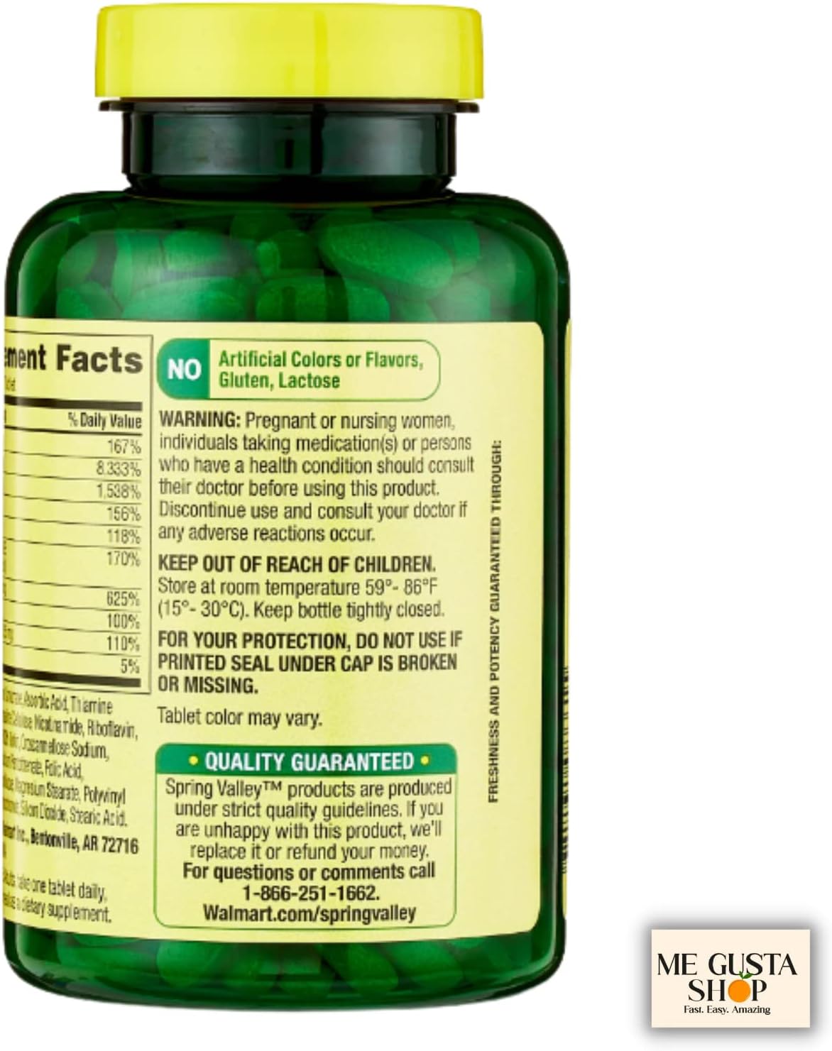 Spring Valley Super Complejo B en Comprimidos, Suplemento Alimenticio, 500 Comprimidos (2 Envases de 250)