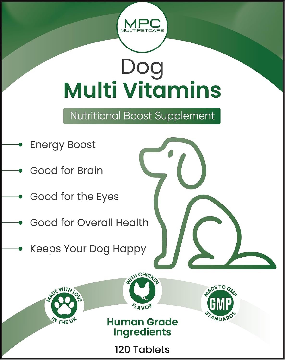 Multivitamínico 22 en 1 para perros - Vitaminas y minerales con calcio, zinc, hierro y complejo B | Apoyo inmunitario, piel, huesos y energía | Sabor pollo | 120 comprimidos