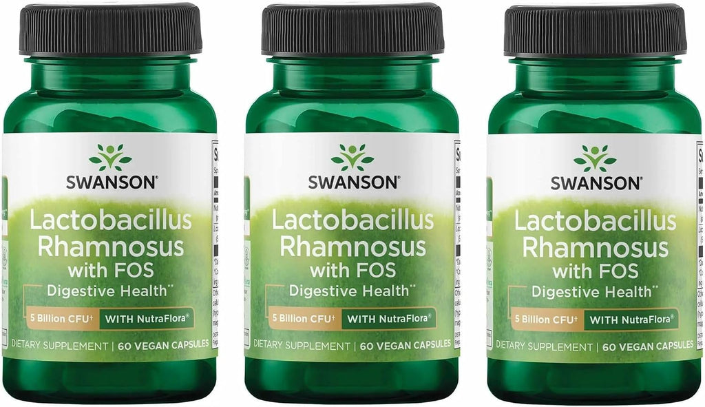 Swanson Lactobacillus Rhamnosus con FOS - 5 mil millones UFC - 60 Cápsulas Veganas