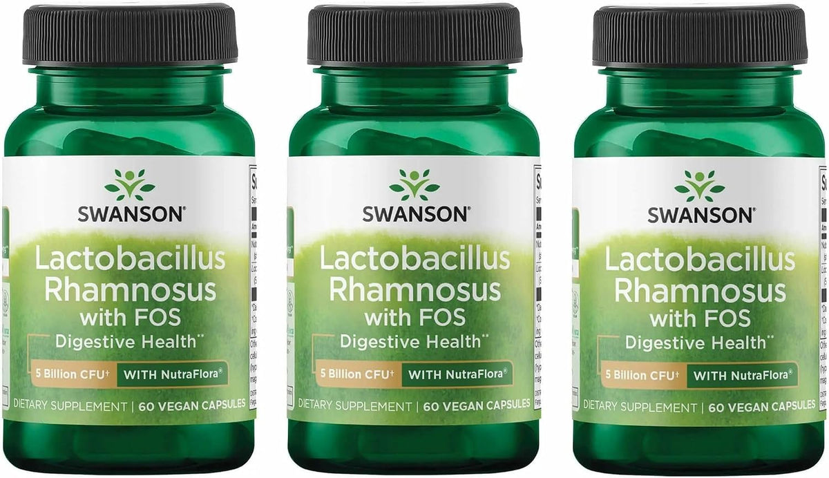 Swanson Lactobacillus Rhamnosus con FOS - 5 mil millones UFC - 60 Cápsulas Veganas – Image 9