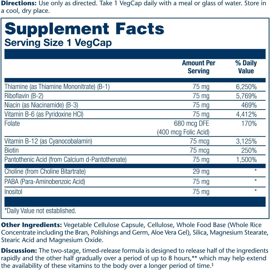 Solaray B-Complex 75mg - Two-Stage Timed Release - 100 Capsules