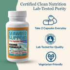 Maine Coast Sea Vegetables Seaweed Support Fórmula de Yodo | Fuente de Yodo de Algas Marinas | Suplemento Diario de Yodo | Mezcla Orgánica de Alaria, Rockweed, Sea Lettuce, Dulse y Bladderwrack | 60 Cápsulas