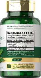 Carlyle Extracto de Hoja de Morera | 100 Cápsulas | Suplemento Herbal No-GMO y Sin Gluten