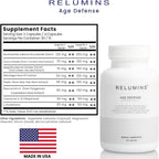 Relumins Age Defense NAD+ Supplement with NADH, CoQ10, Glutathione, Resveratrol, Fisetin, Curcumin & EGCG - Antioxidant Support Supplement – 60 Vegan Capsules